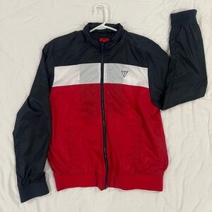 Guess windbreaker with zip up hood. Size Large